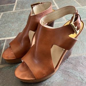 Michael Kors Brown Leather Wedges